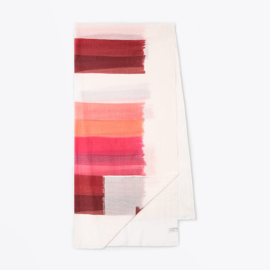 - 'Painted Stripe' Print Silk-Blend Scarf - Pink