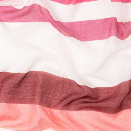 - 'Painted Stripe' Print Silk-Blend Scarf - Pink