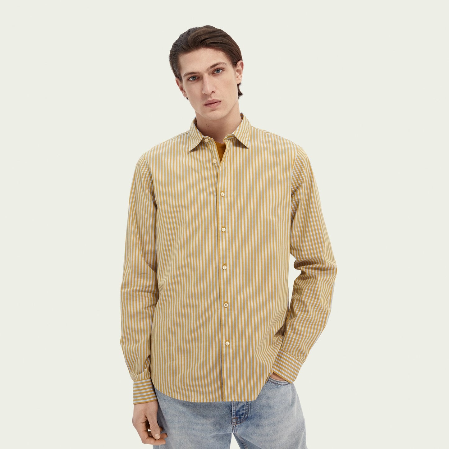- Striped Cotton Shirt - Mustard
