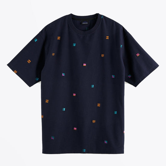 - Embroidered T-Shirt - Navy