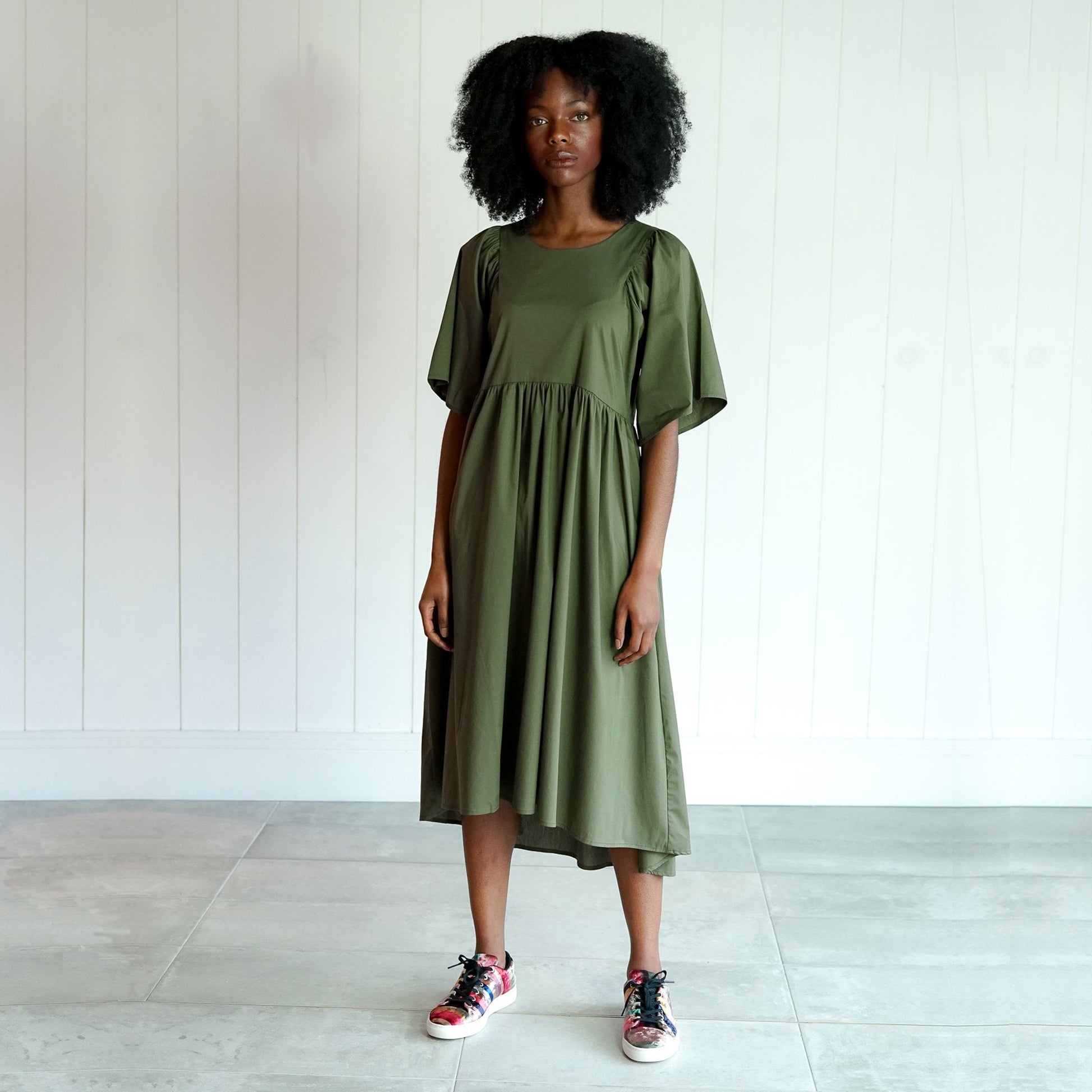 Humility Jessie - Midi Cotton Dress - Khaki