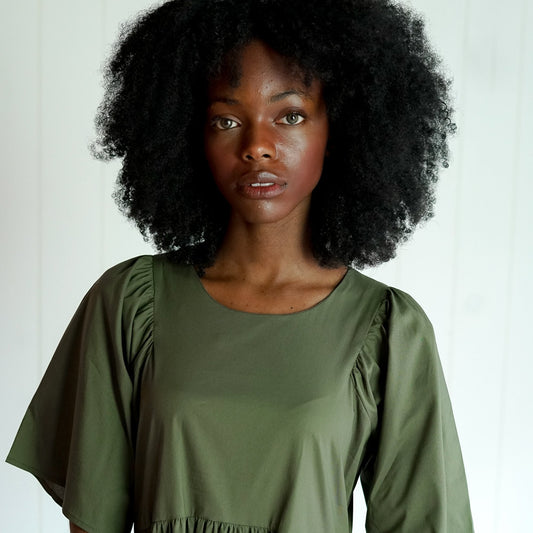 Jessie - Midi Cotton Dress - Khaki