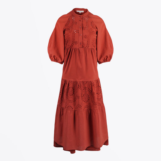 - Chloe - Maxi Lace Detail Dress - Terracotta