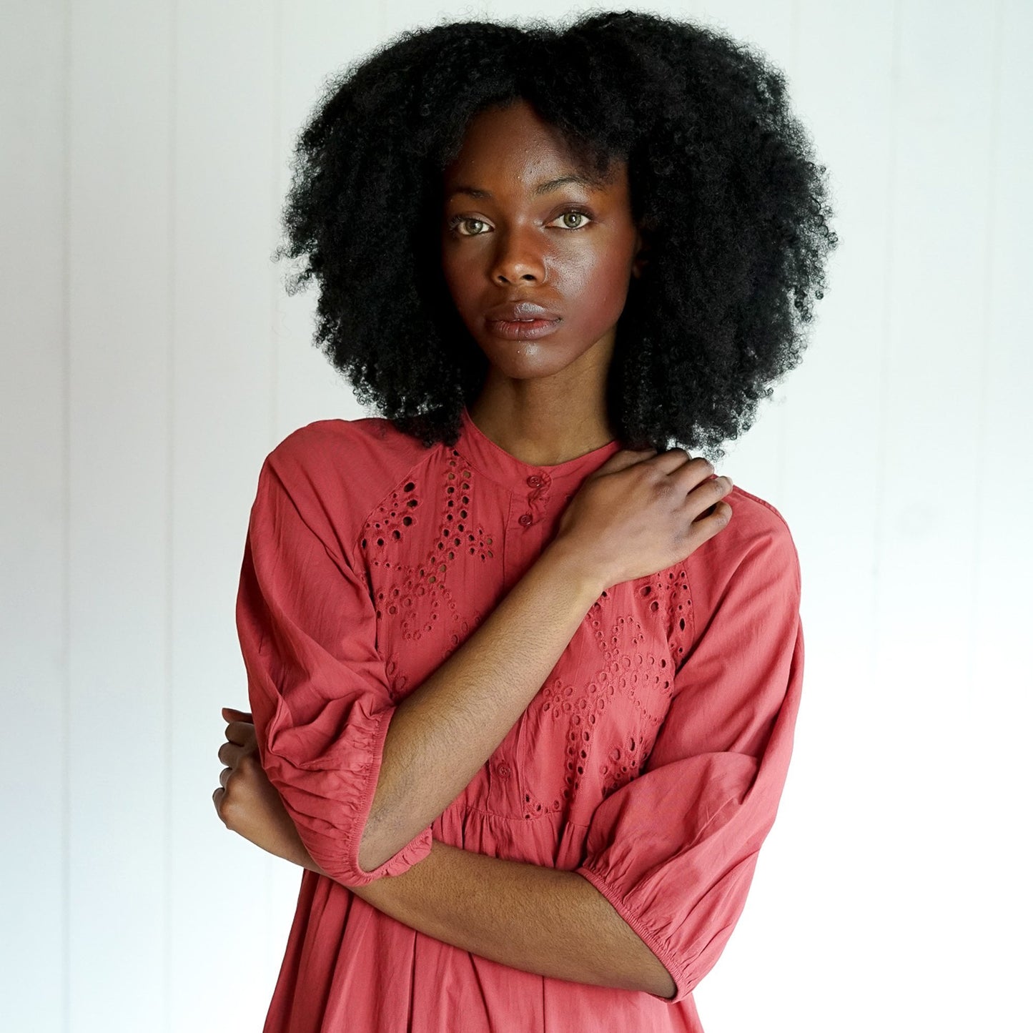 - Chloe - Maxi Lace Detail Dress - Terracotta