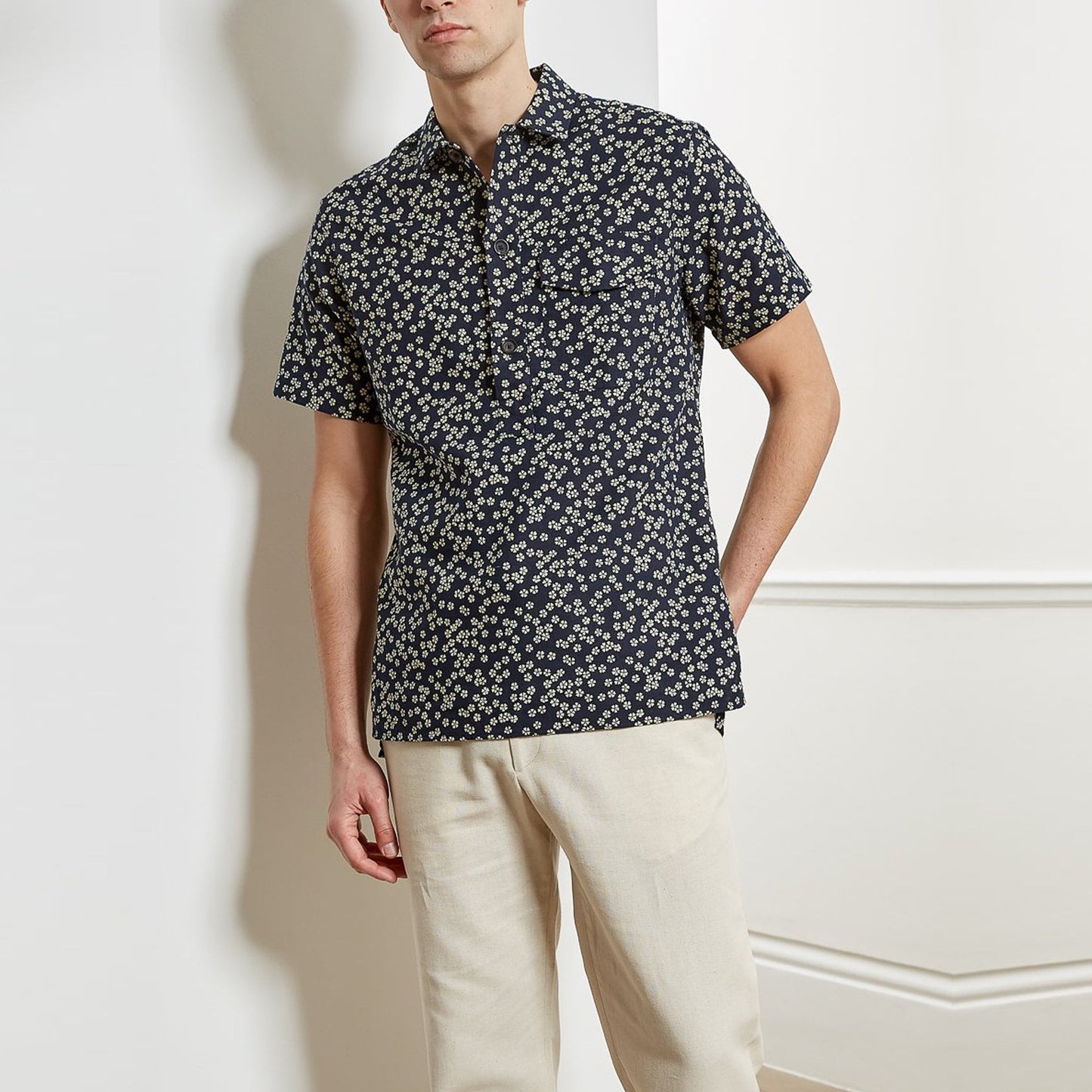 - Dock - Popover Floral Shirt - Navy