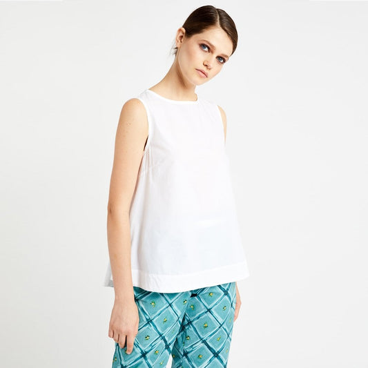 - Sleeveless Poplin Top - White