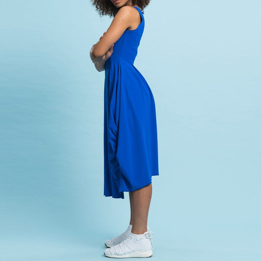 - At Length - Sleeveless Jersey Balloon Dress - Blue