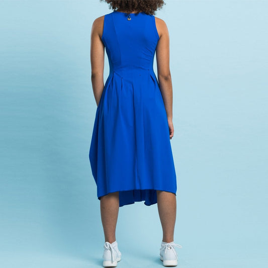- At Length - Sleeveless Jersey Balloon Dress - Blue