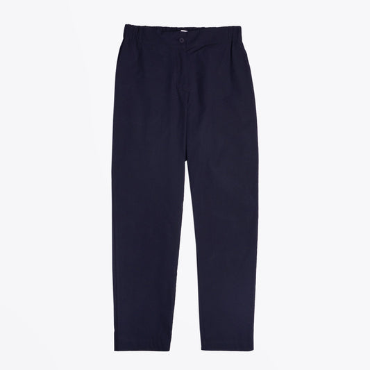 - Cotton Slim-Leg Trousers - Navy