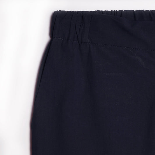 - Cotton Slim-Leg Trousers - Navy