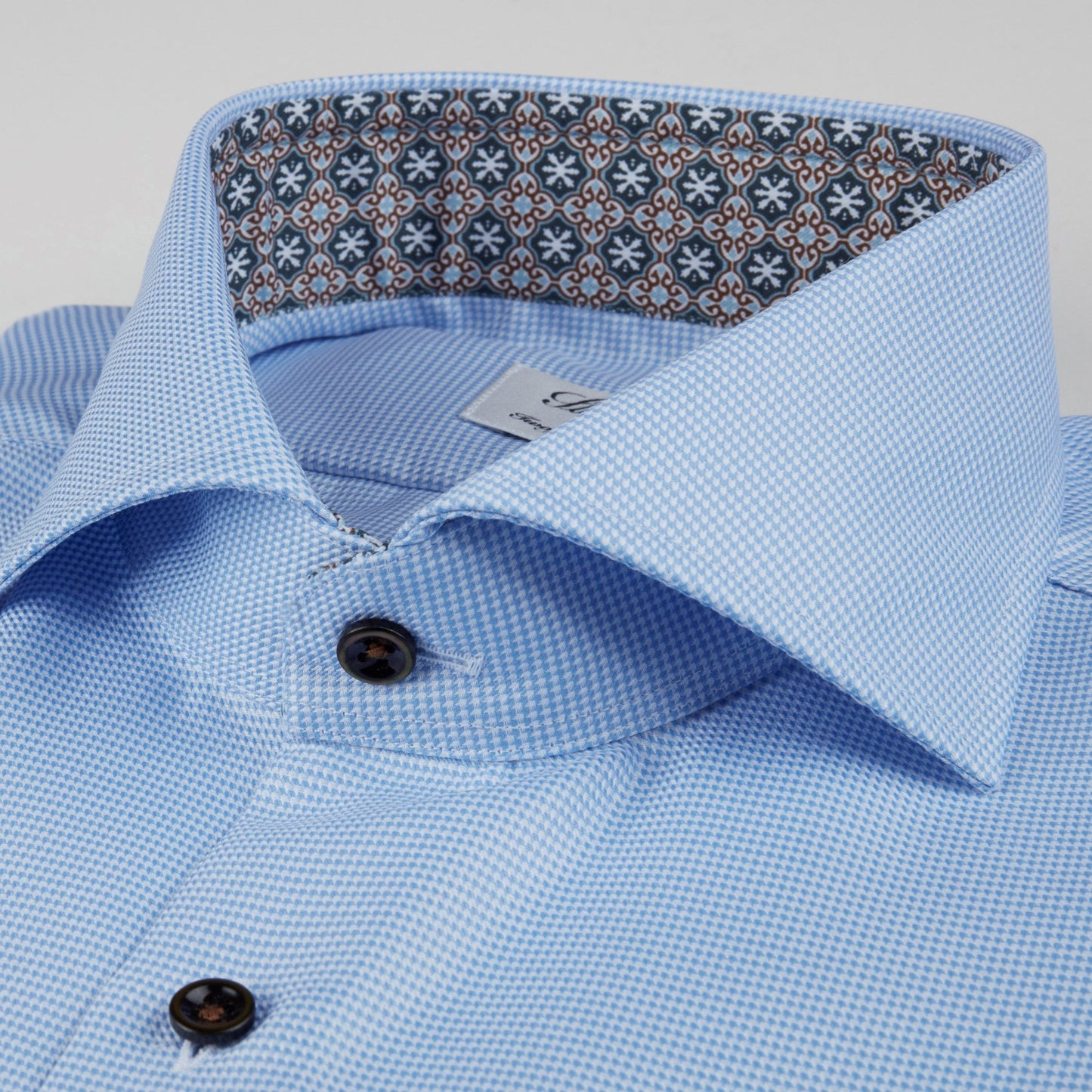 - Cotton Houndstooth Shirt - Blue