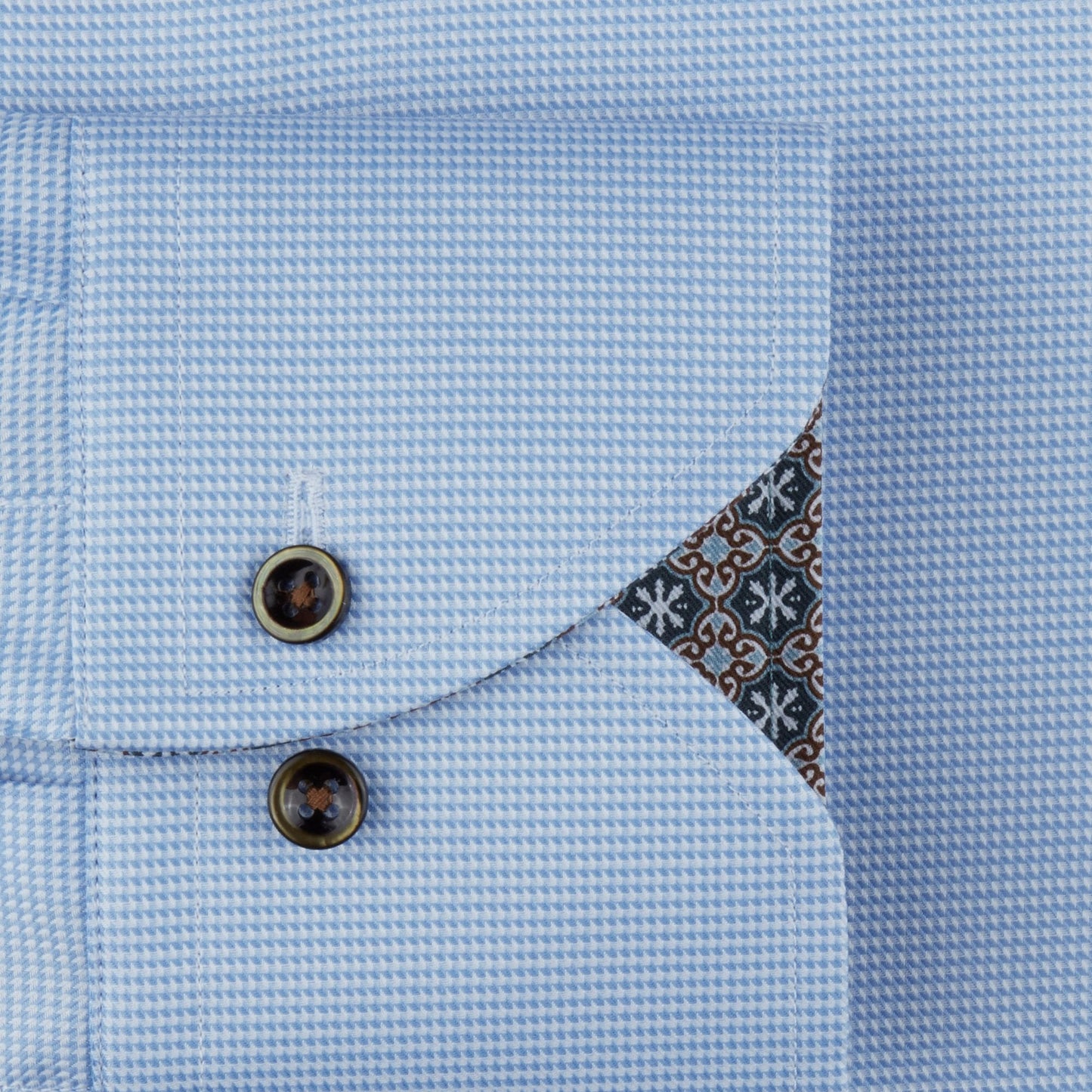 - Cotton Houndstooth Shirt - Blue