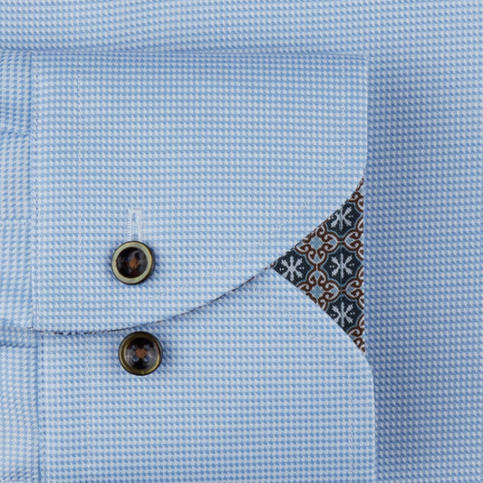 - Cotton Houndstooth Shirt - Blue