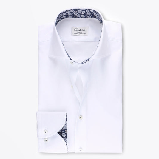 - Slimline Contrast Inlay Shirt - White