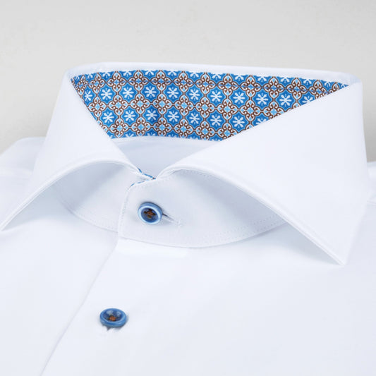 - Slimline Medallion Contrast Shirt - White