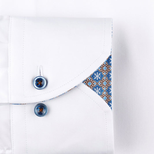 - Slimline Medallion Contrast Shirt - White