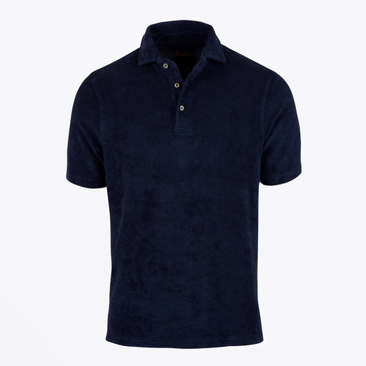 - Cotton Terry Pique Polo - Navy