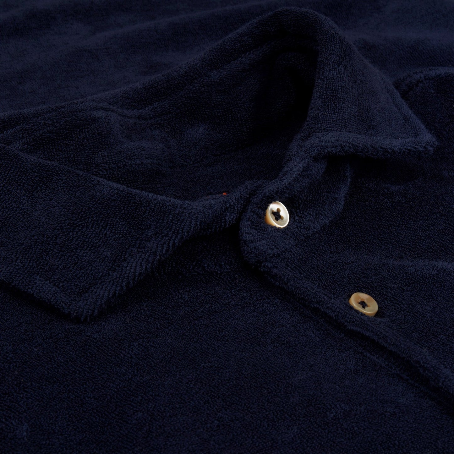 - Cotton Terry Pique Polo - Navy