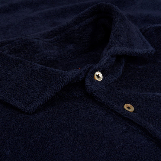 - Cotton Terry Pique Polo - Navy