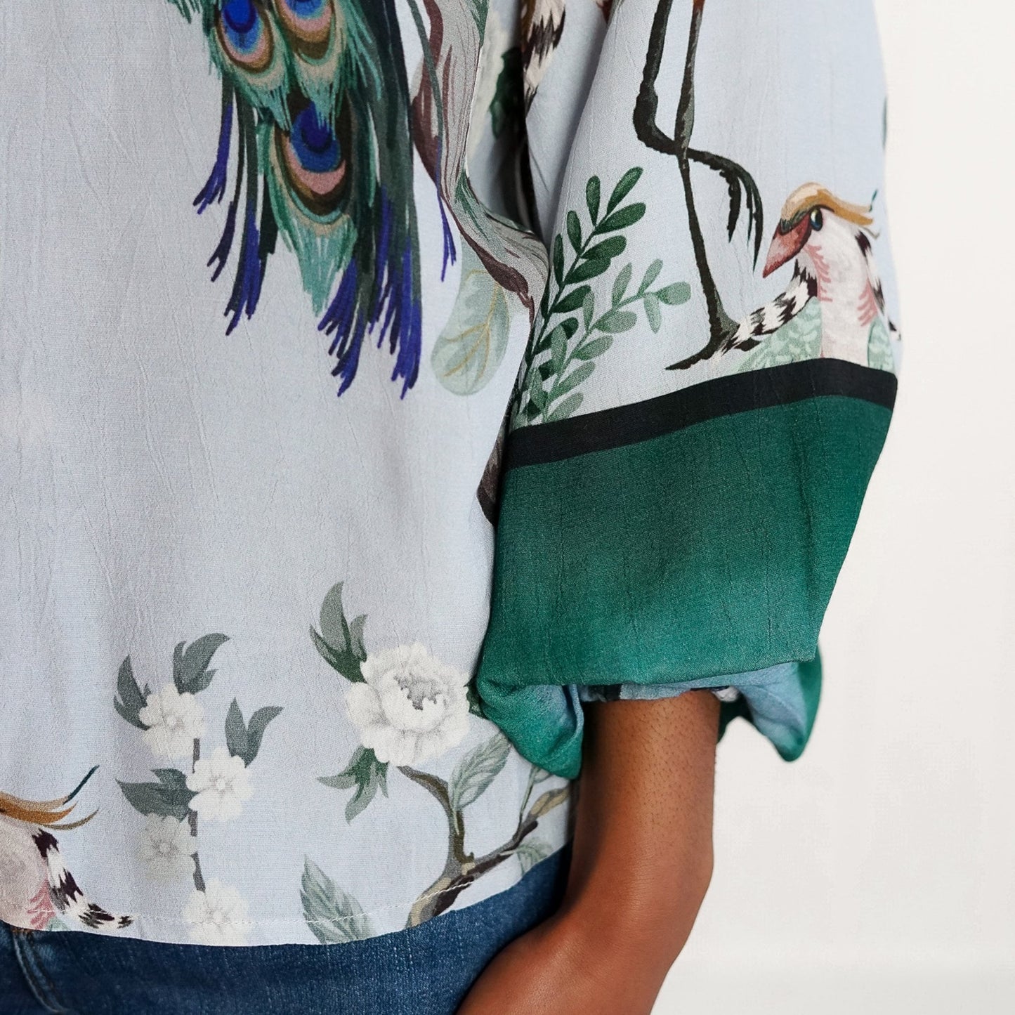 Misa Bird Print Top - Blue/Multi