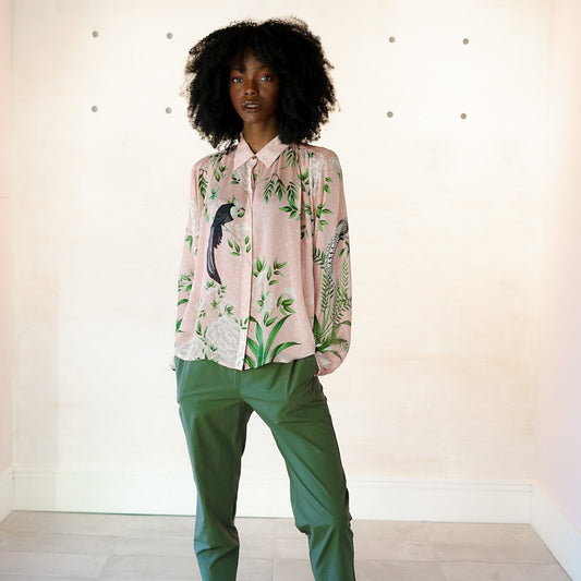 - Eli Bird Print Shirt - Pink/Multi