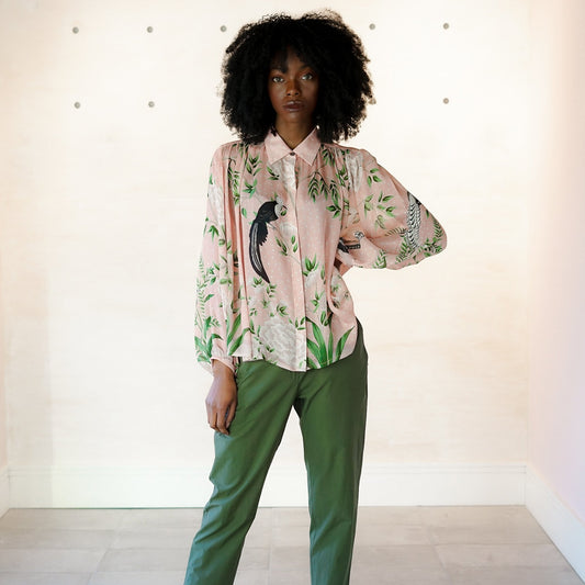 - Eli Bird Print Shirt - Pink/Multi