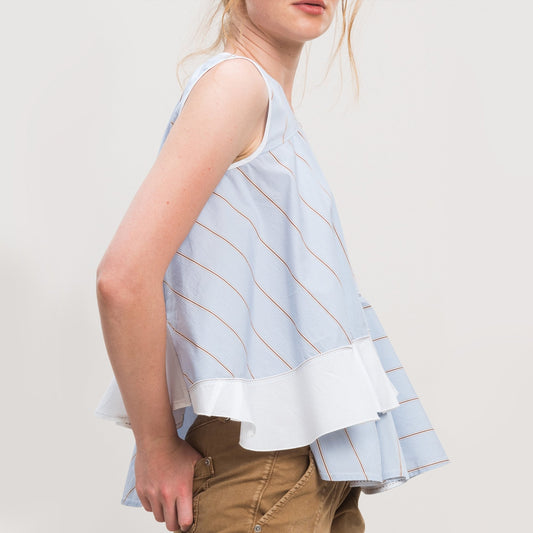 Flout - Peplum Striped Shirt - Blue/White