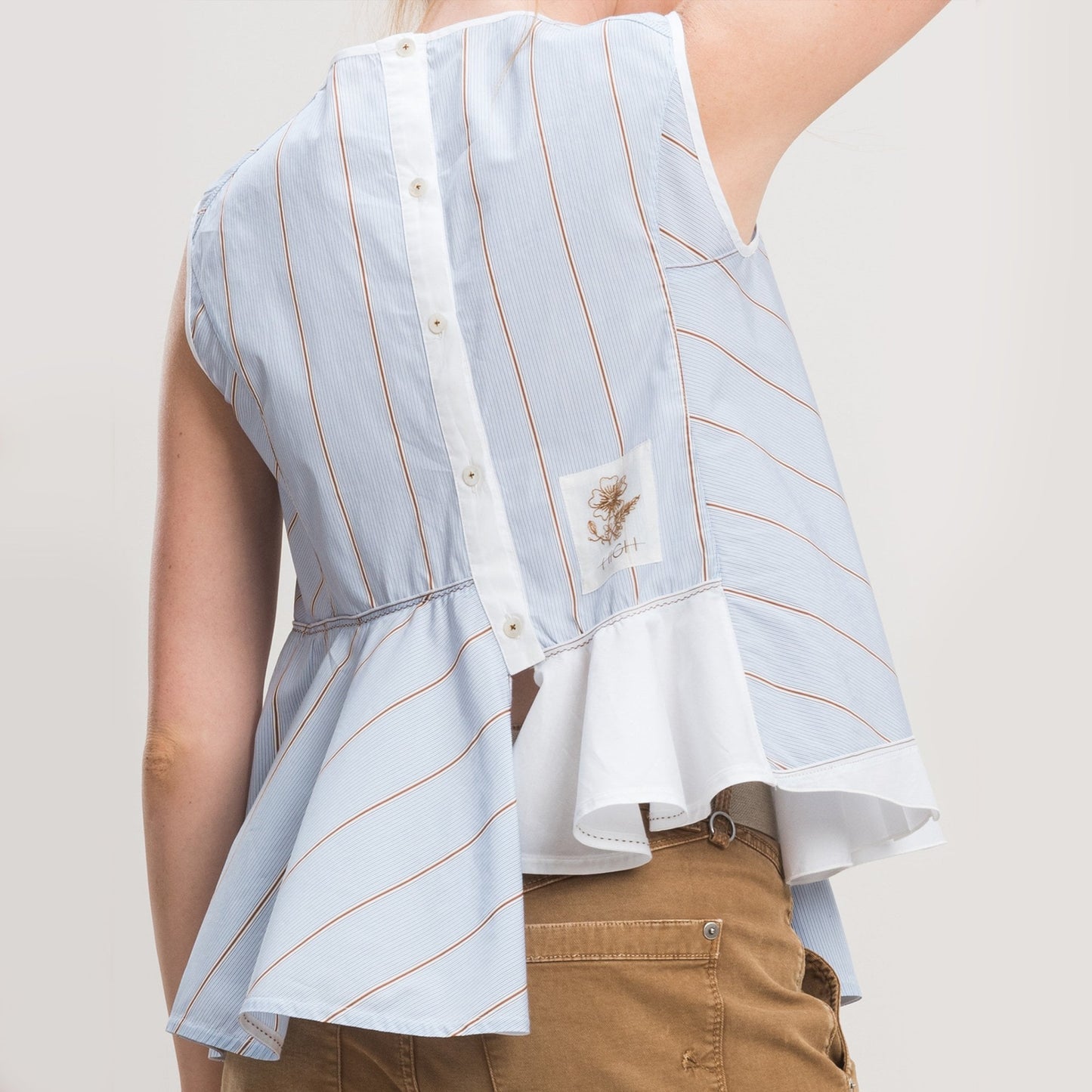Flout - Peplum Striped Shirt - Blue/White