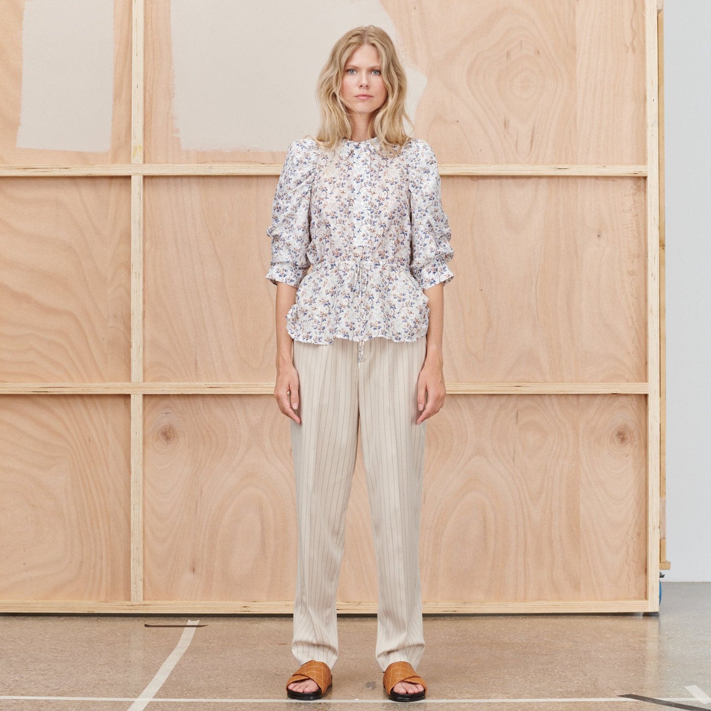 - Tassel - Floral Print Top - Ivory