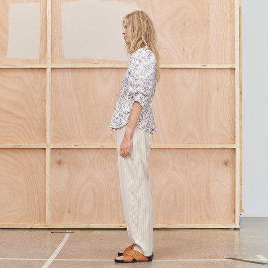 - Tassel - Floral Print Top - Ivory