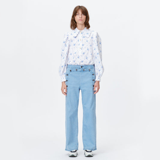 - Tosca - Bird Print Shirt - White