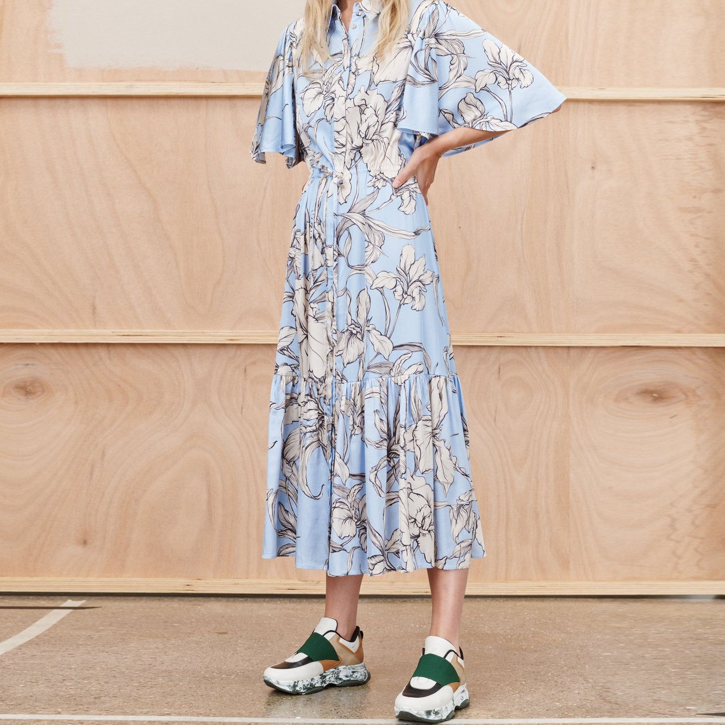 - Tanta - Midi Printed Dress - Blue