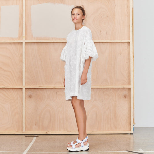 - Thunder - Embroidered Dress - White