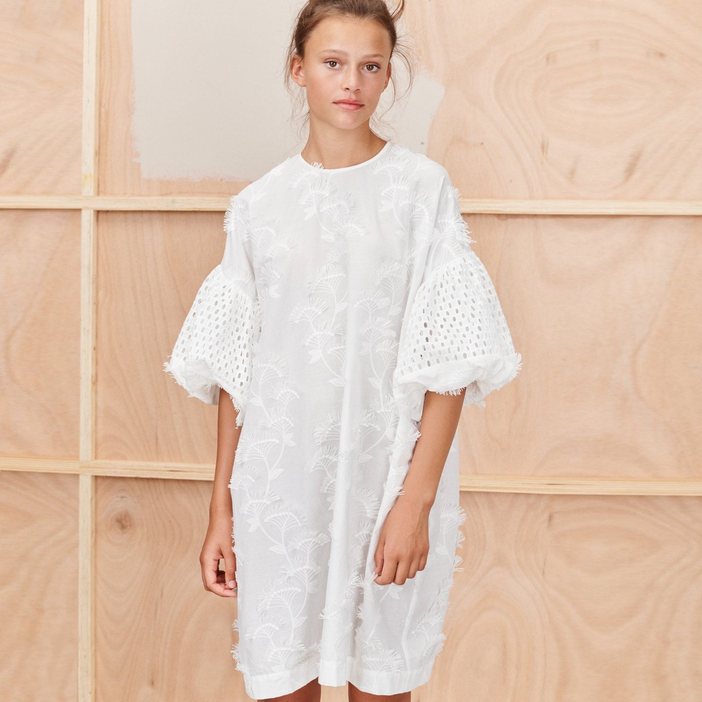 - Thunder - Embroidered Dress - White