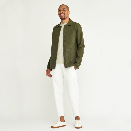 Heavy Denim Overshirt - Khaki Green