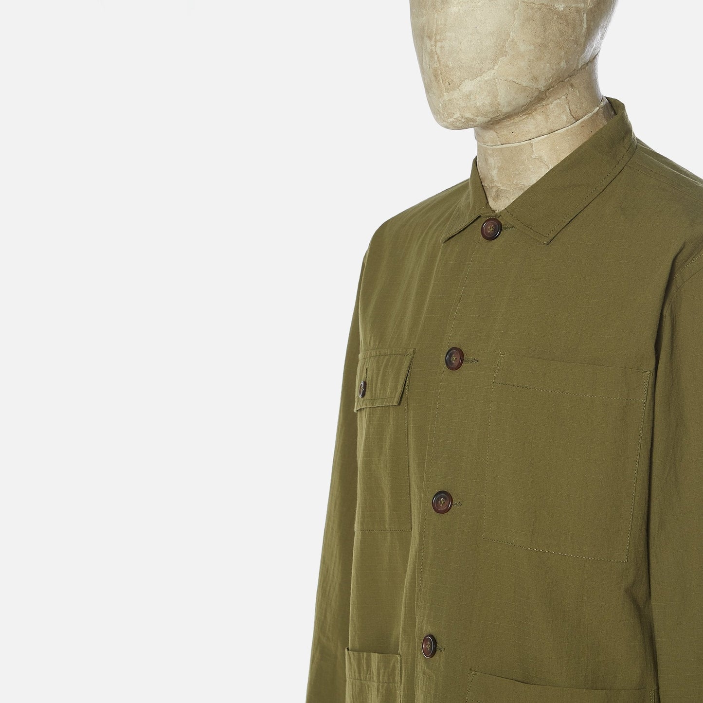 - Ripstop Cotton Overshirt - Olive Green