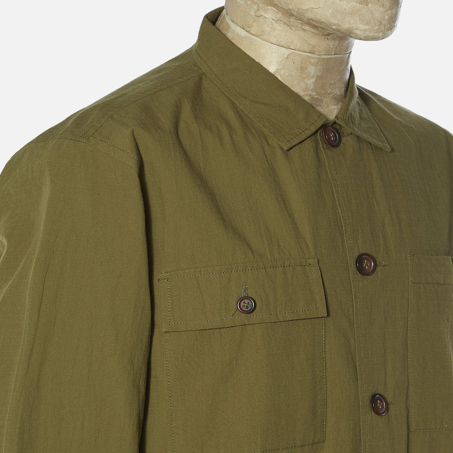 - Ripstop Cotton Overshirt - Olive Green