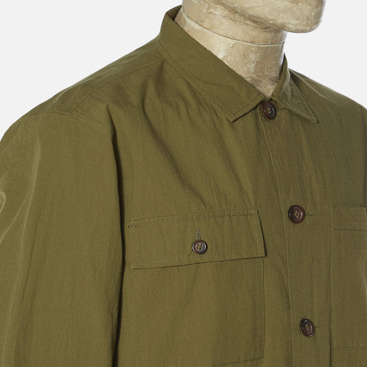 - Ripstop Cotton Overshirt - Olive Green
