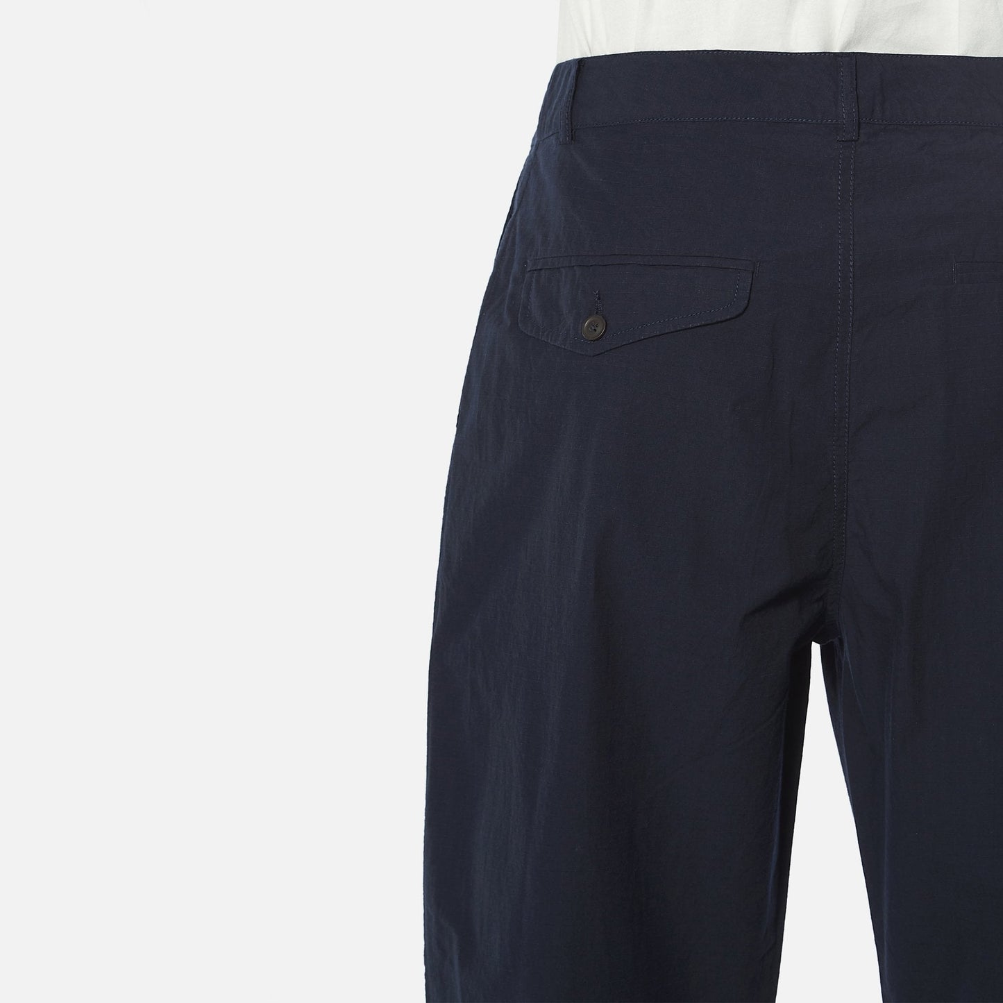 - Ripstop Cotton Pleated Trousers - Navy