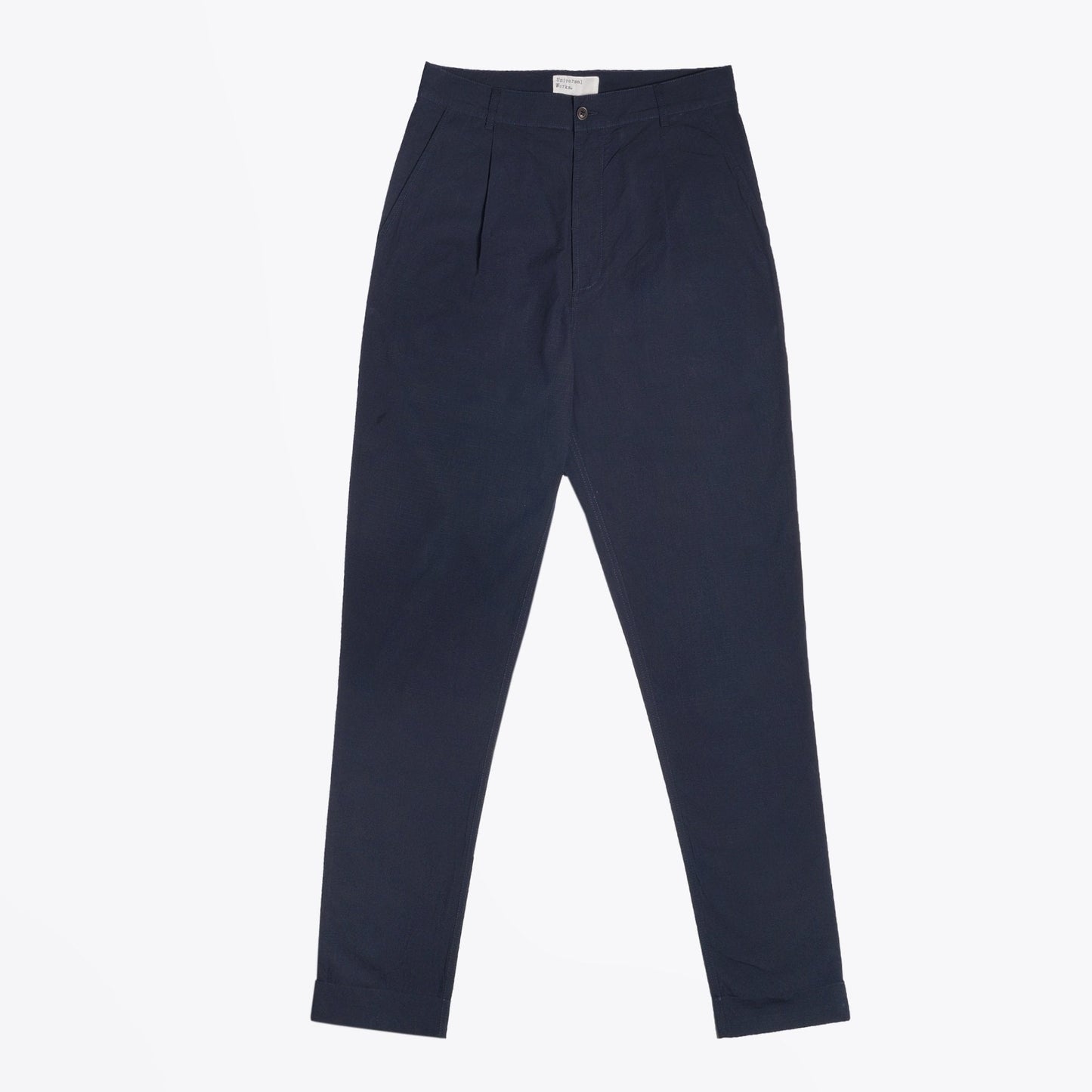 - Ripstop Cotton Pleated Trousers - Navy