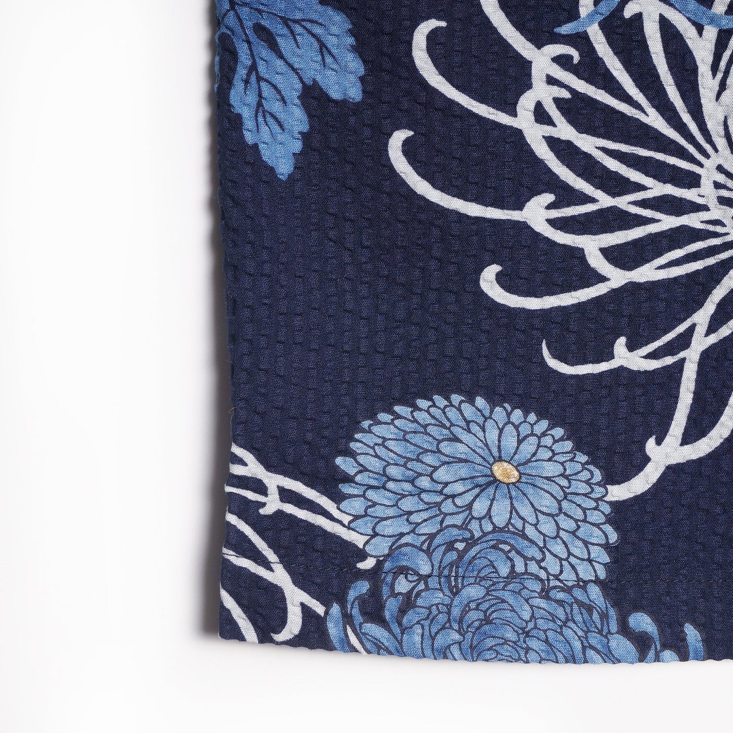 - Open Collar Japanese Flower Shirt - Blue