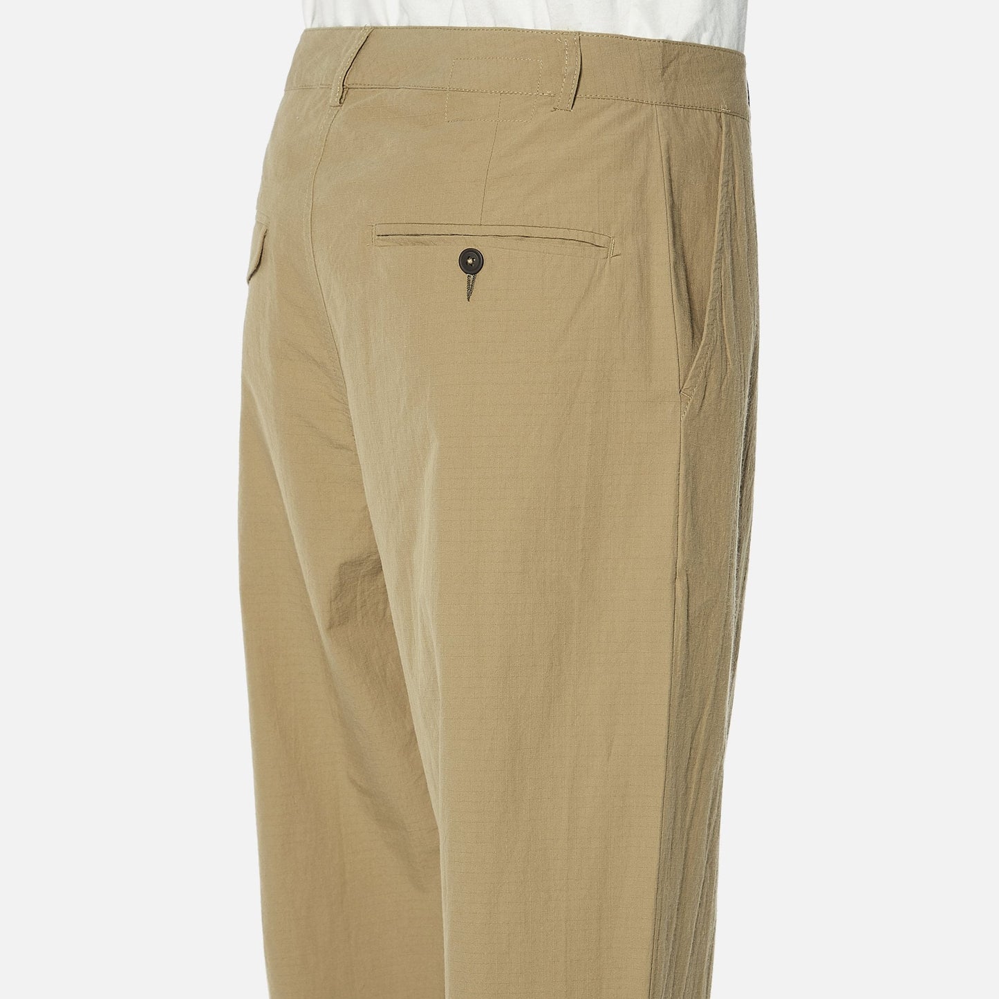 - Ripstop Cotton Pleated Trousers - Sand
