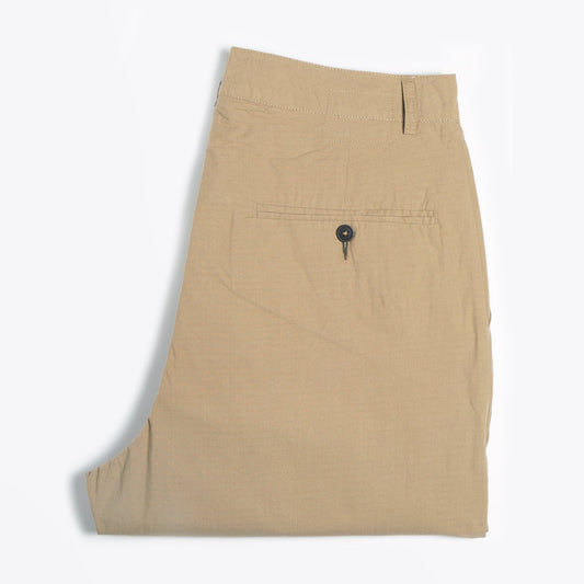 - Ripstop Cotton Pleated Trousers - Sand