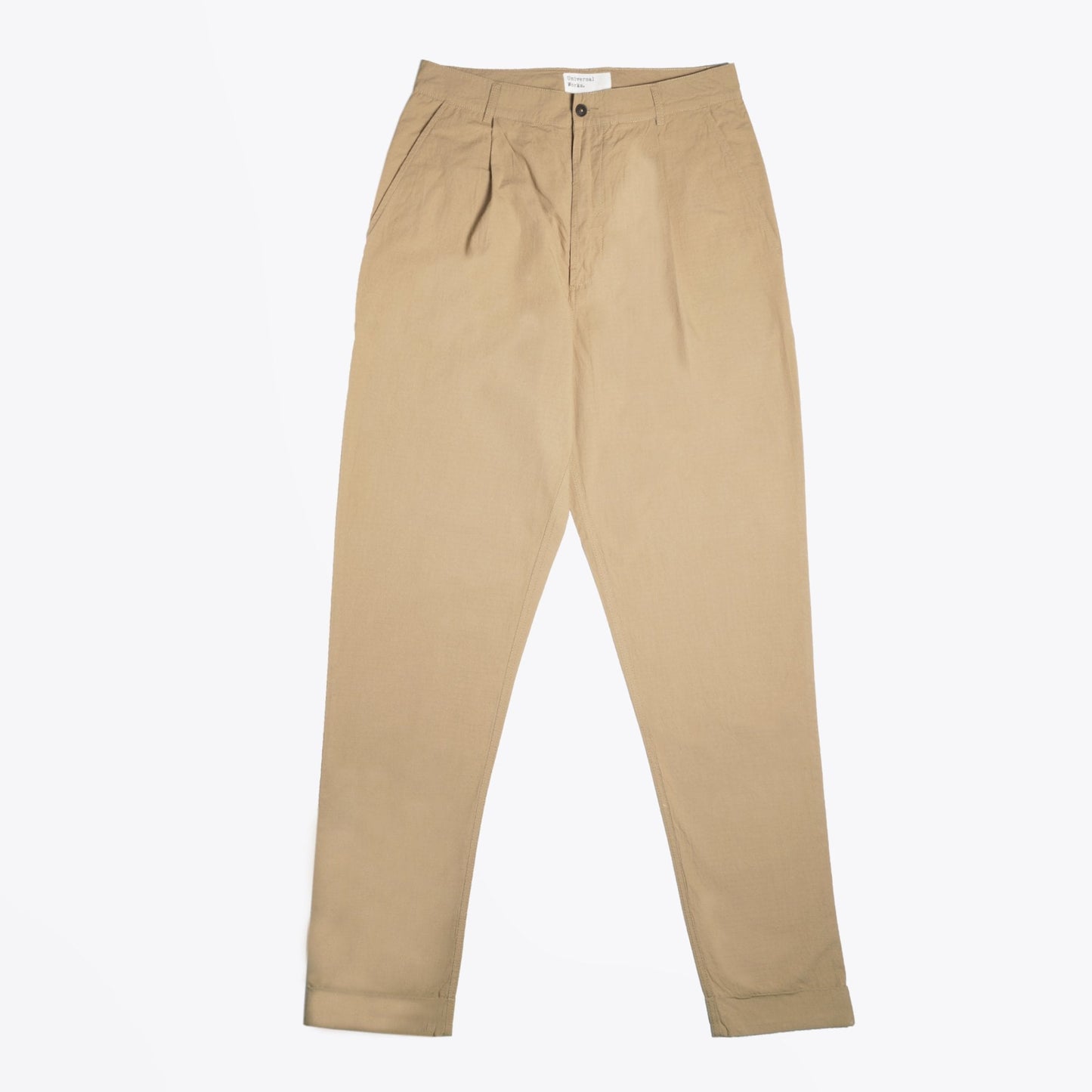 - Ripstop Cotton Pleated Trousers - Sand