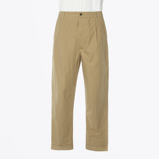 - Ripstop Cotton Pleated Trousers - Sand