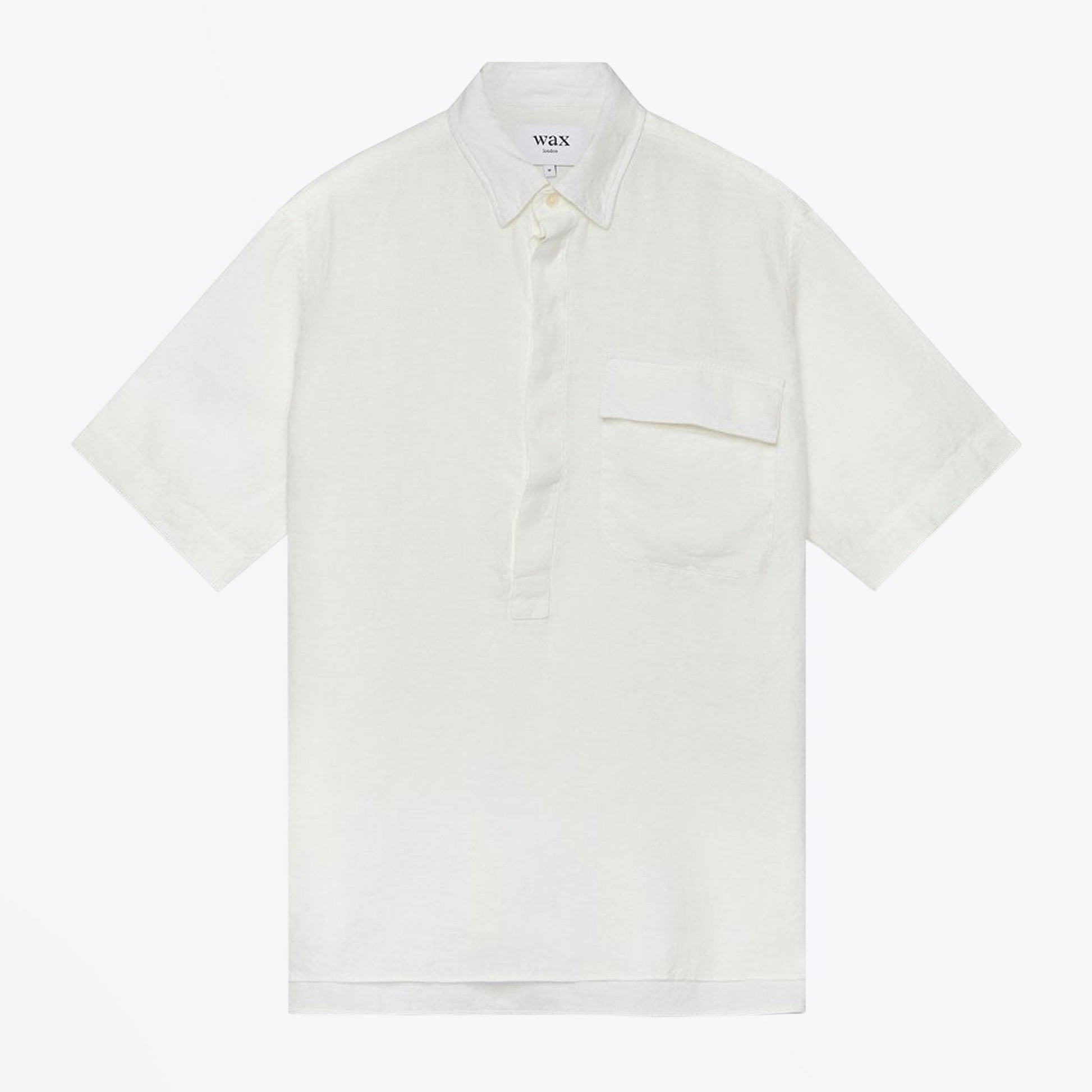 Wax Linen Short Sleeve Shirt - White