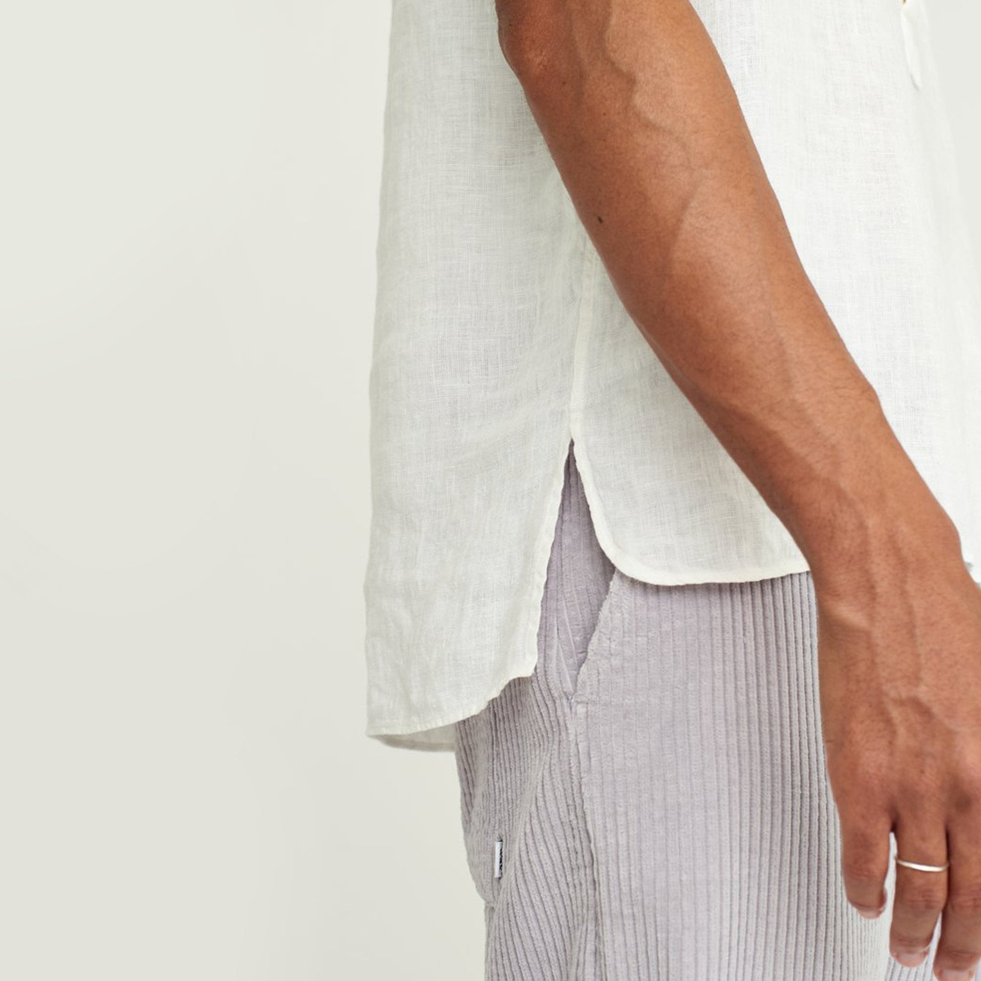 Wax Linen Short Sleeve Shirt - White