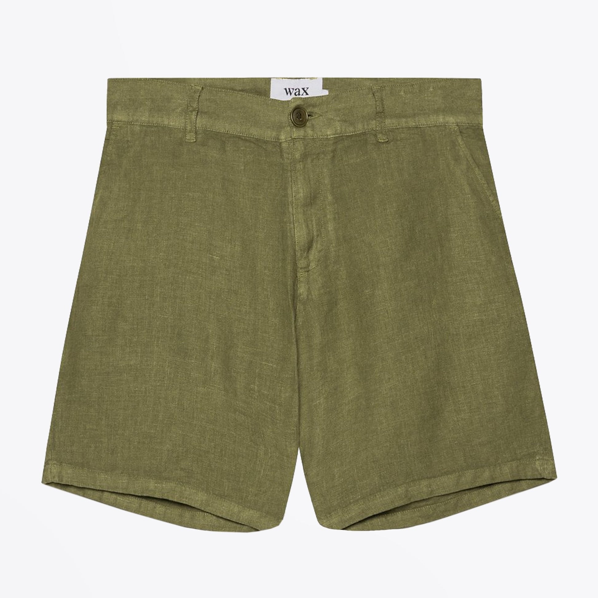 Wax Linen Shorts - Khaki Green