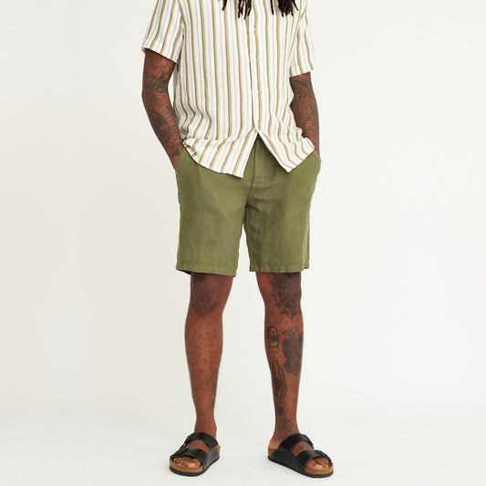 Linen Shorts - Khaki Green