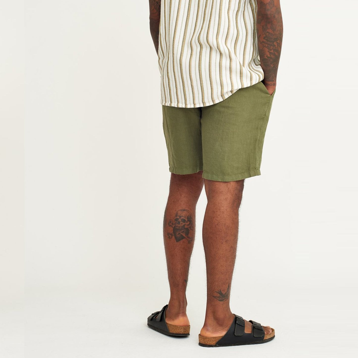 Linen Shorts - Khaki Green